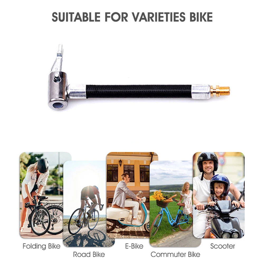 Motorcycle Bike Tyre Inflator Hose Quick Connection Nozzle MTB Inflatable Air Pump Extension Tube Adapter | Спорт и развлечения