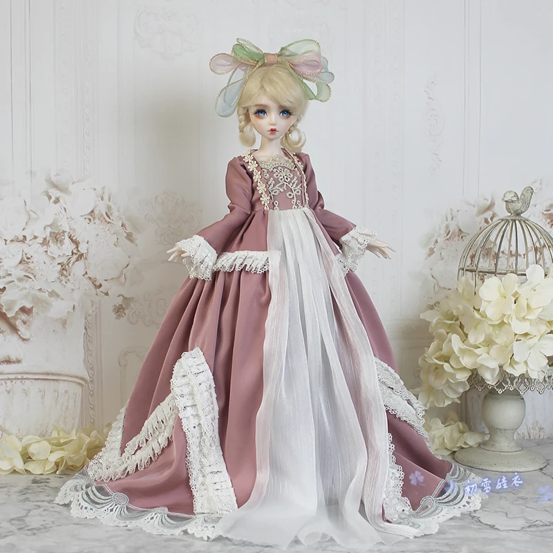 

BJD Doll Clothing Dress + Headdress Set for 1/3 1/4 Giant Doll Retro Court Doll Dress Accessories