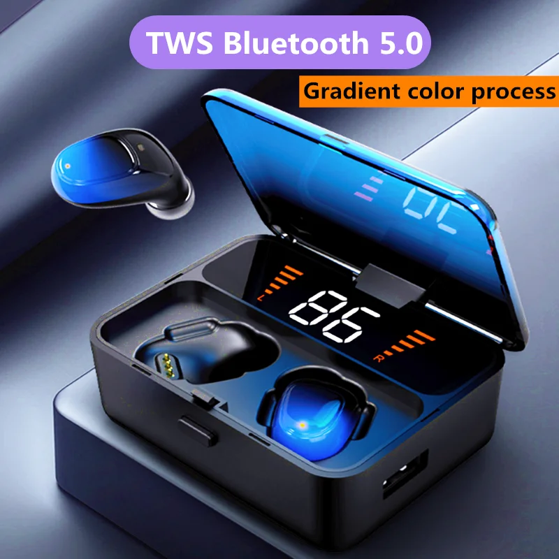 

Наушники-вкладыши TWS с Беспроводной Bluetooth наушники bluetooth 5,0 сенсорное управление до to70hrs воспроизведения с 2000 мА · ч зарядный чехол MP3 игровых ...