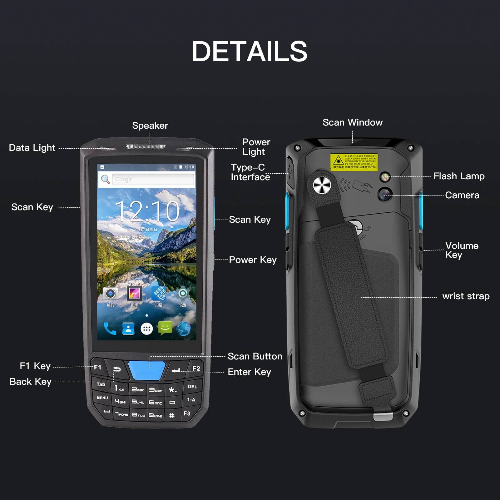 Aibecy PDA Handheld POS Terminal 1D Barcode Scanner Data Collector Android 8.1 4G WiFi BT with 4.5 Inch Touchscreen 8MP Camera