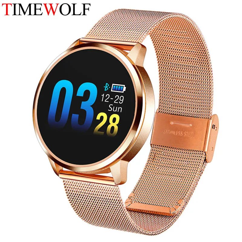 Gold Gold Steel Смарт-часы Timewolf Q8 OLED цветной экран фитнес-трекер монитор сердечного ритма Bluetooth IP68 Водонепроницаемые умные часы Q8 - Цвет: Gold Gold Steel