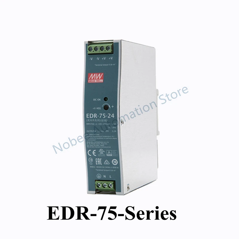 Бренд Mean Well представляет EDR 75 серии meanwell 12V 24V 48V DC 75w один Выход промышленные на din