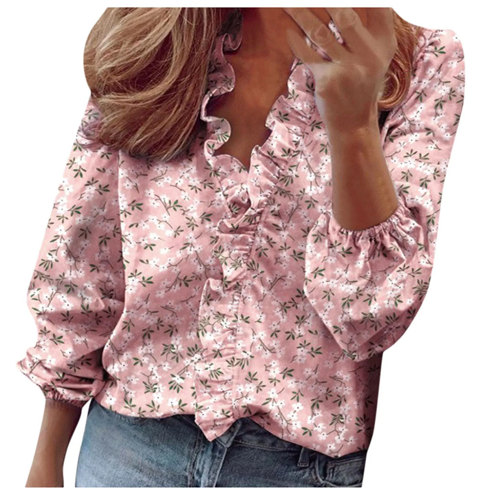 

Women's Shirts With Long Sleeves 2021 Fashion Women V Neck Letters Printing Button Women's Shirts For Spring Tops Blouse
