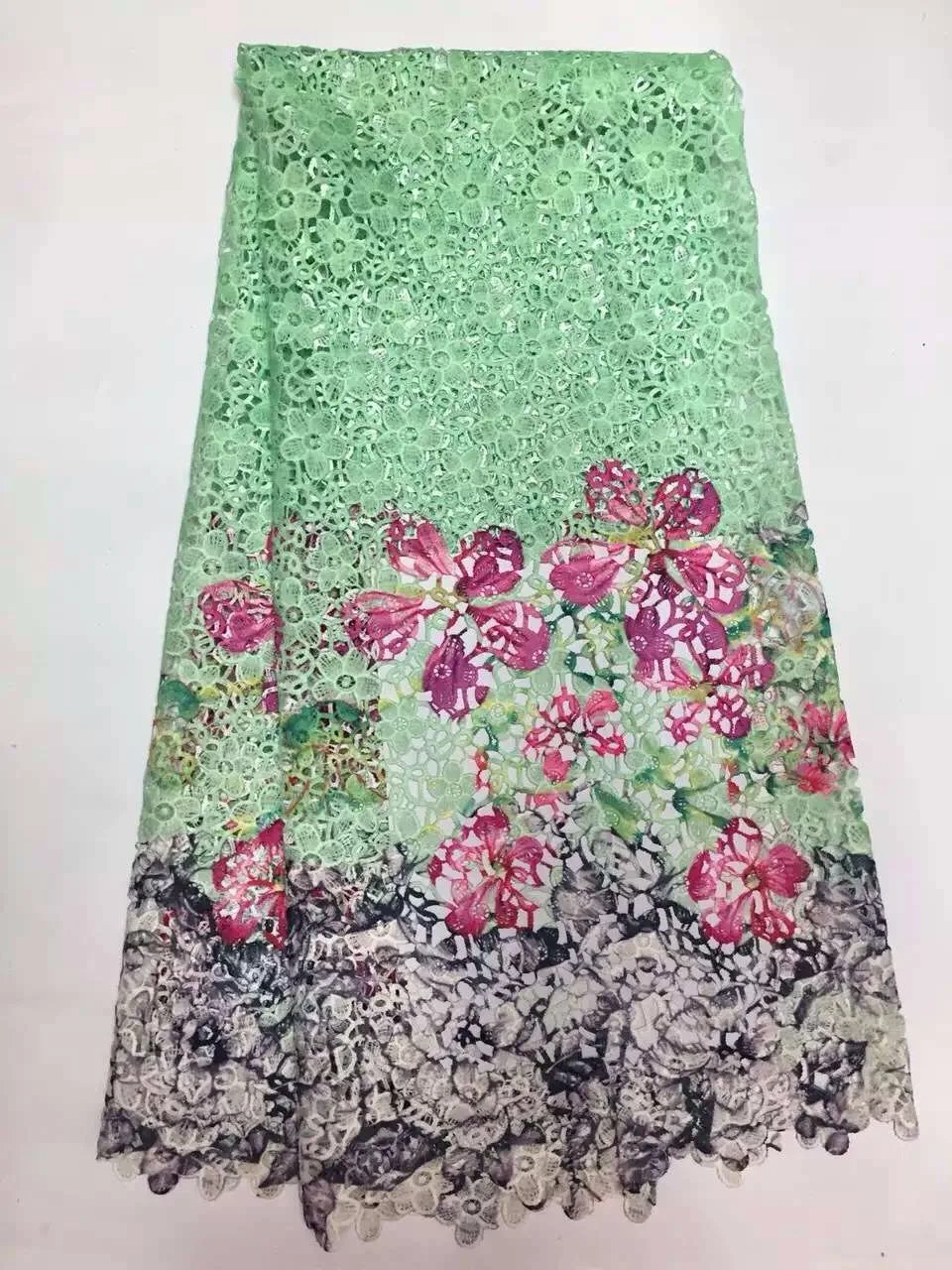 

2016 New Arrival African French Net Lace Fabric with nice flower.High Quality guipure lace Fabric For Wedding Dress R6597