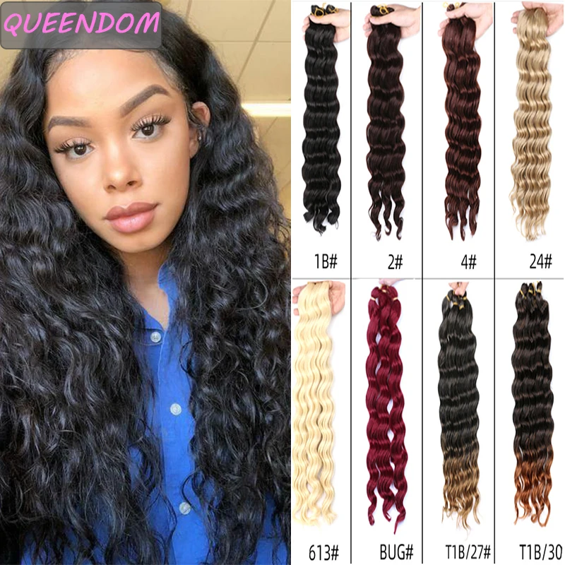 

Ombre Deep Wave Crochet Braids Hair Black Blonde Bulk Braid Hair Extensions High Temperature Synthetic Braiding Hair for African