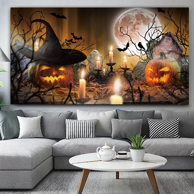 Карнавальная тыква на Хэллоуин призрак настенный плакат и печать холсте