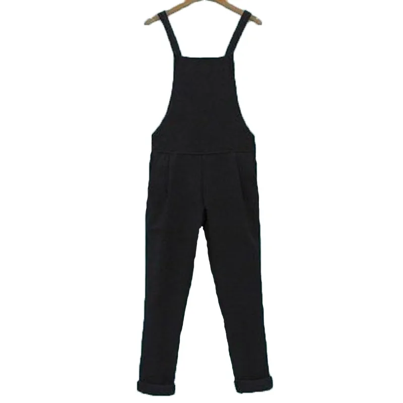 

Jumpsuits Women Black Solid Simple All Match High Quality Womens Pockets Loose Korean Style Ankle-length Daily Casual Ulzzang
