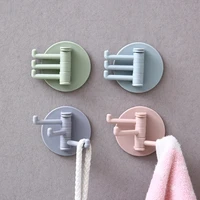 seamless paste 3 branch rotation sticker adhesive hooks wall door clothes hook kitchen bathroom wall hook strong sticky hooks