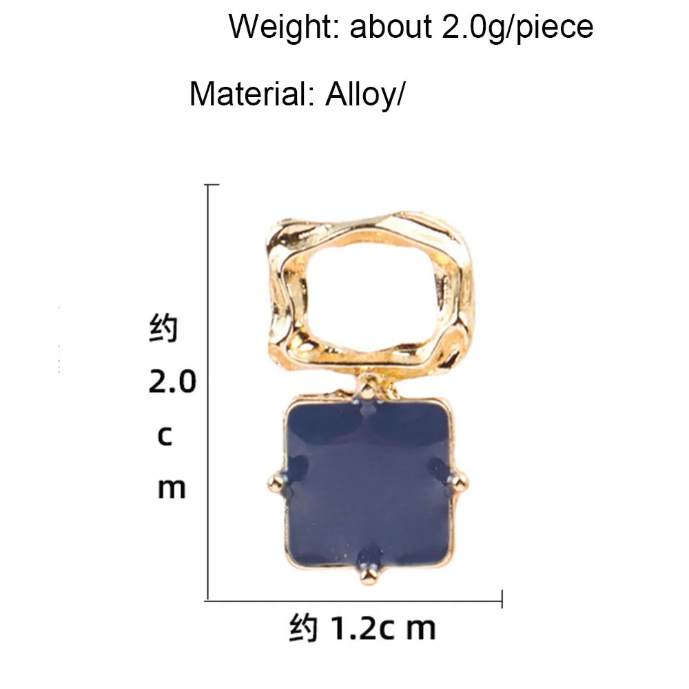 

S925 Silver Needle Contrast Color Drops Oil and Gas Quality Simple Square Geometric Earrings Female Ear Jewelry