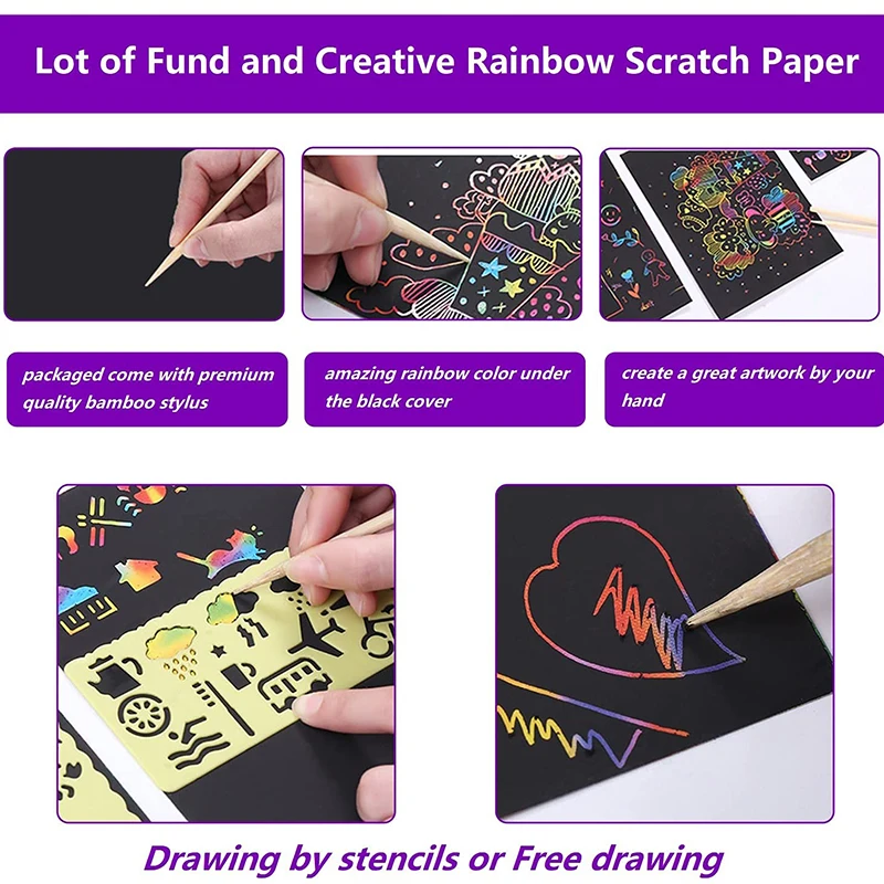 40pcs Scratch Rainbow Papers Classic Gear Spirograph Drawing Set Animal Geometric Painting Stencils Rulers Kids Art Carft Toys | Игрушки и