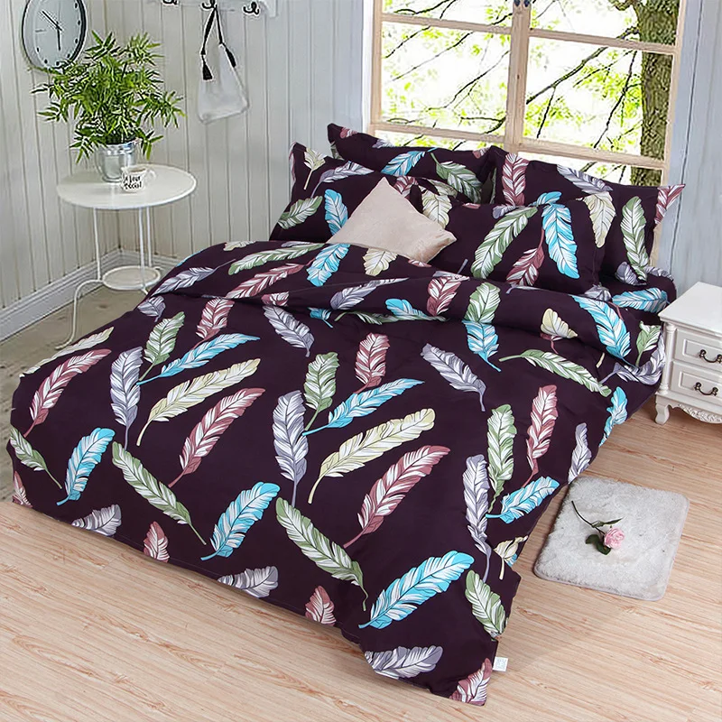 Пасторальное постельное белье Комплект постельного белья с синими перьями набор