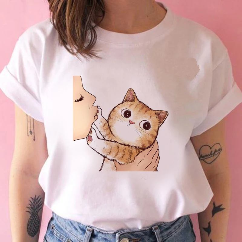 

Harajuku Cute Cats Oversize T Shirt Women Aesthetic shirt Ullzang Vintage 90s tshirt New Fashion Top Tees Female Tumblr Clothing