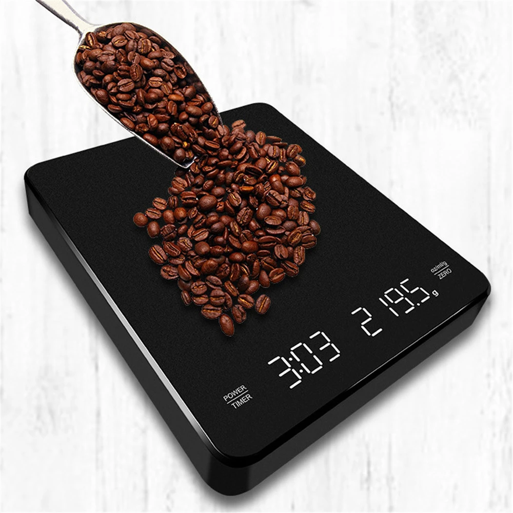 

USB Charging Kitchen Coffee Scale with Timer 3KG/0.1g Weighing Balance For Jewelry Barista Scale High Accuracy Measuring Tools