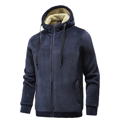 

Men's Fleece Jacket Male Outwear Velet thick warm Hooded Cardigan Coats Casual Slim Fit Thermal Jackets Mens Clothing