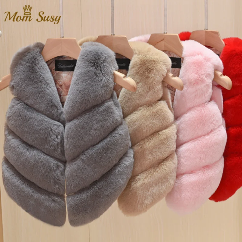 

Baby Boy Girl Winter Vest Coat Faux Fur Cotton Padded Infant Toddler Child Waistcoat Solid Outwear Warm Baby Clothes 1-12Y
