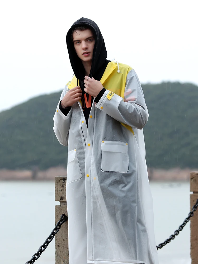 

Backpack Hiking Plastic Raincoat Fashion Hooded Transparent Raincoat Jacket Running Rain Gear Ropa De Lluvia Rain Gear DH50YY