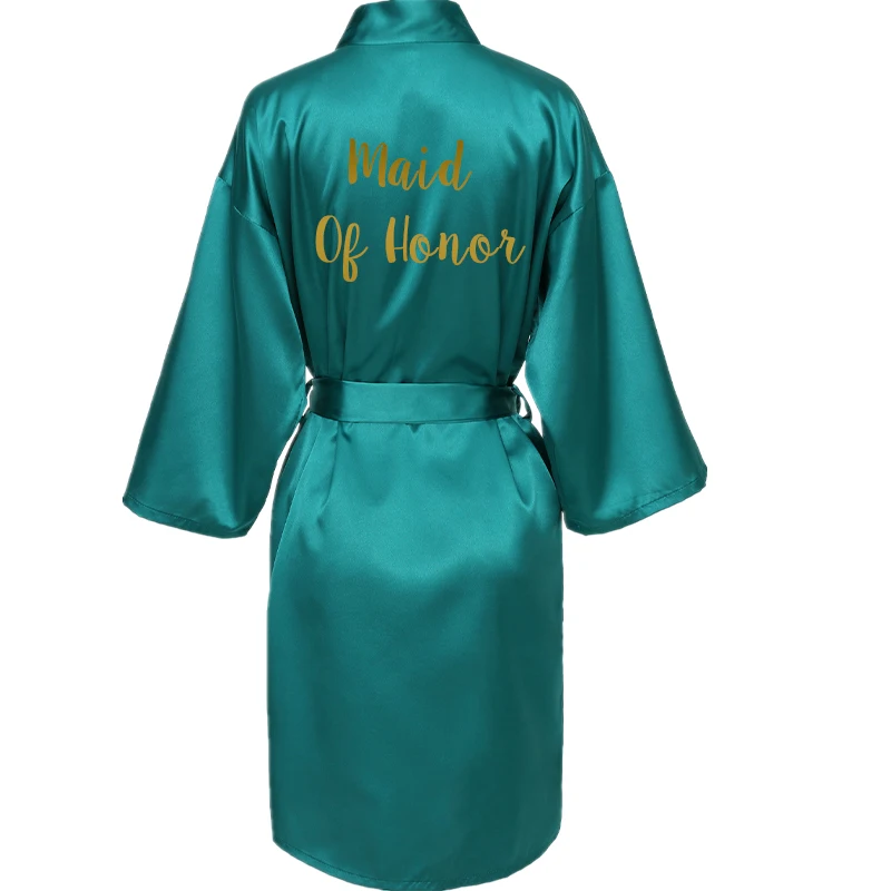satin silk robes for women Gown Robes Wedding Robe Bride Bridesmaid Dressing Gown Bridesmaid green custom letter print robe