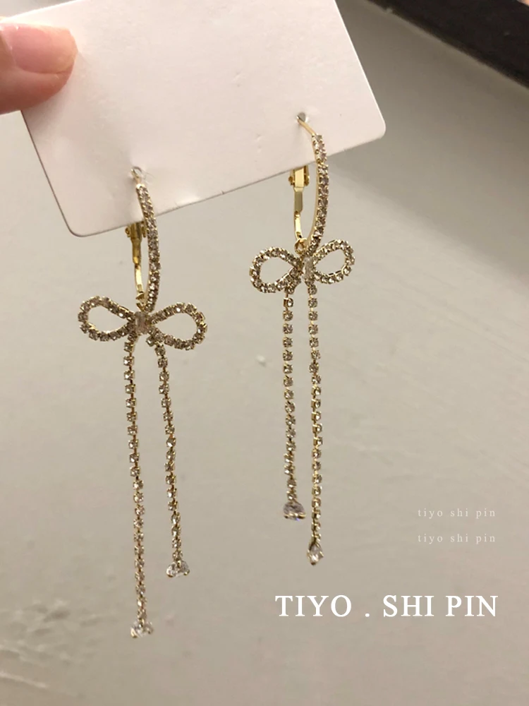 

Fashion Jewelry Dangle Earrings 2020 New Design High Quality Crystal Bowknot Hanging Drop Earrings For Women Jewelry Gifts