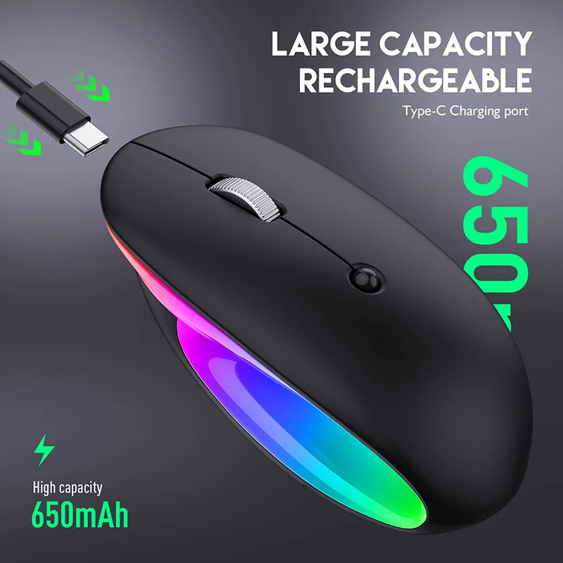 

SeenDa Rechargeable Bluetooth Mouse 2.4G Wireless Gaming Mouse RGB LED Light Ergonomic Mice for Laptop PC iPad Tablet