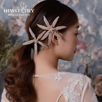 himstory fashion goldwhite starfish hair clip pins big sea star hairpins headwear headpiece wedding jewelries