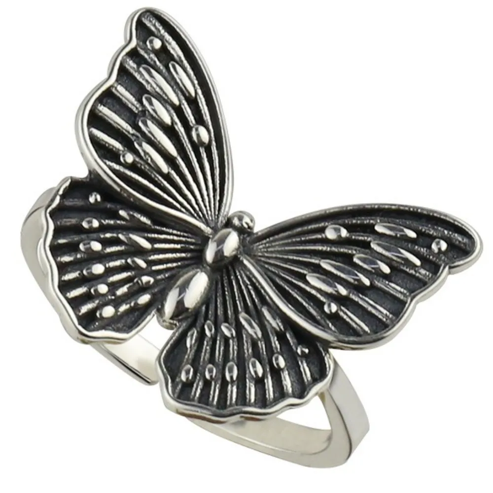 

BOCAI S925 Серебро Кольца для женщин в стиле ретро; Простое серебряное кольцо-бабочка 2020 новые модные женские открытые тайский серебряное кольц...