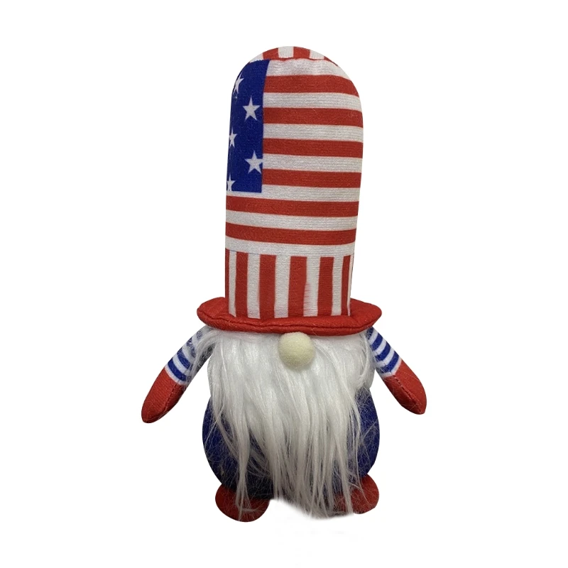 

2Pcs Independence Day Gnome Handmade Plush Faceless Doll Tomte Standing Figurine Q1JB