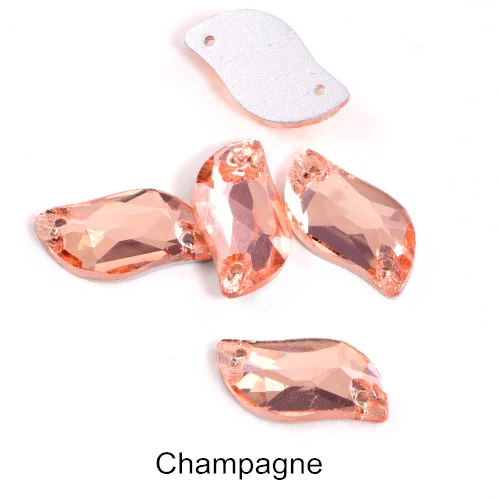 Champagne Горячее предложение! Распродажа! 3 размера красный S лист формы пришить стразы с отверстиями Flatback Стеклянные стразы шьют-на Стразы для шитья одежды B0176 - Цвет: Champagne