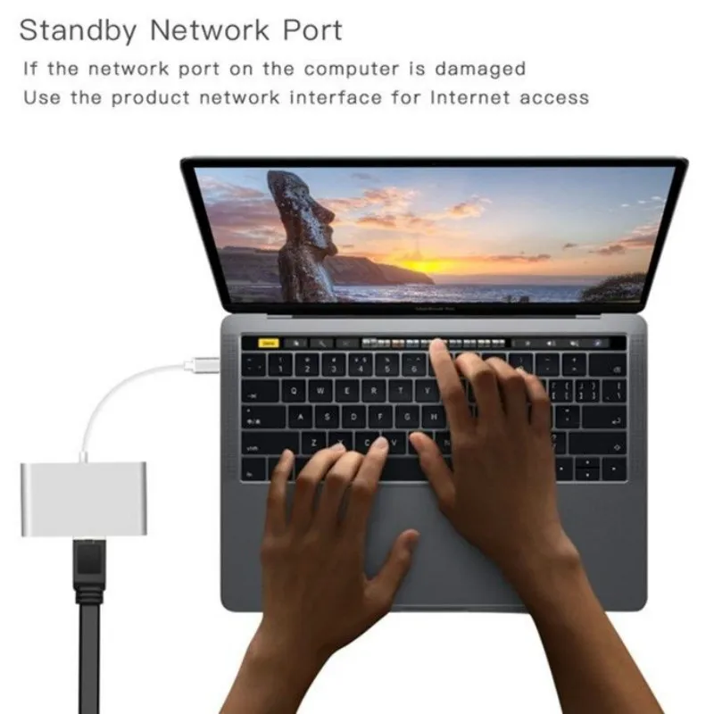 Кабель адаптер BKSCY с Usb c на Hdmi 4K Тип хаб Gigabit Ethernet RJ45 + USB 3 0 внешний разветвитель для