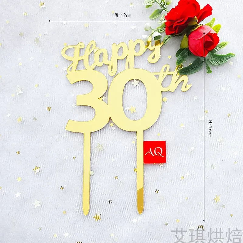 5 шт. новые акриловые золотые топперы для торта 17 18 21 30 40 50 60 70 80 украшения