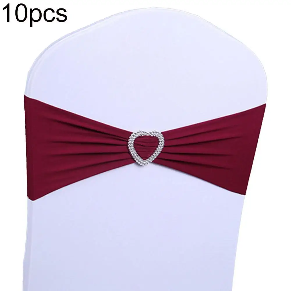 

10Pcs Elastic Bowknot Band Party Chair Sash Cover Belt Wedding Banquet Decor