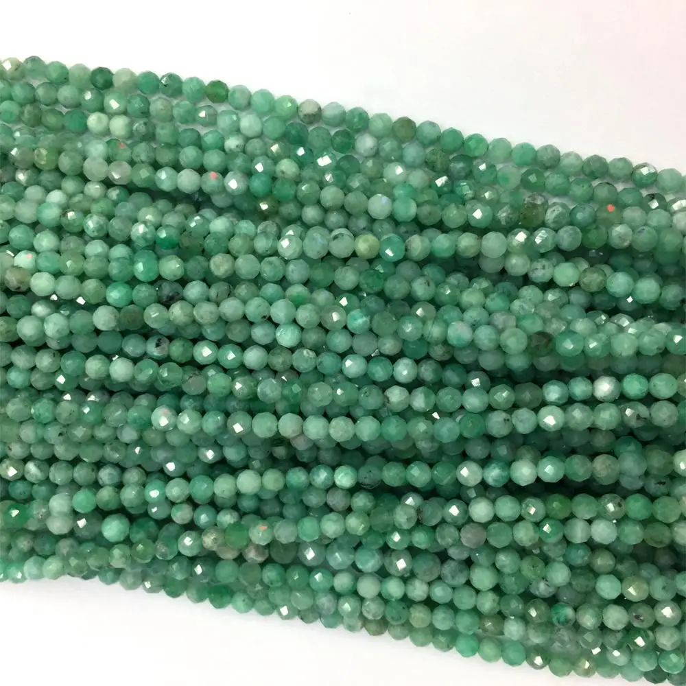 

Veemake Green Emerald DIY Natural Necklace Bracelets Earrings Ring Crystal Small Round Women's Beads For Jewelry Making 06092