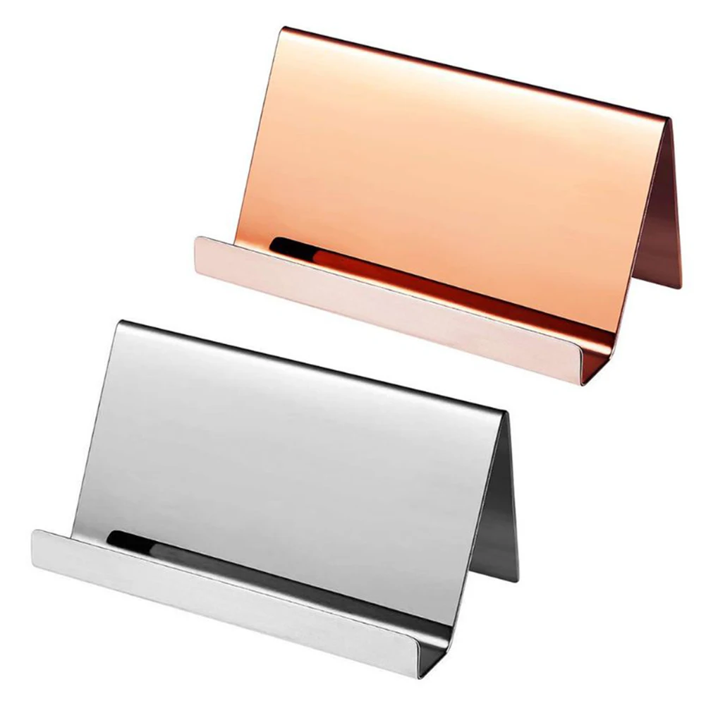 

Business Card Holder Fashion Office Desktop Stainless Steel Durable Display Stand Stable Gift Table Accessories Storage Solid