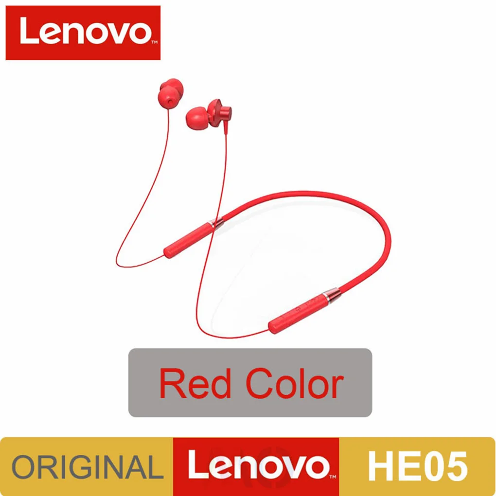 

Lenovo HE05 Bluetooth 5.0 Wireless Earbuds Magnetic Neckband Earphones IPX5 Waterproof Sport Headset with Noise Cancelling Mic