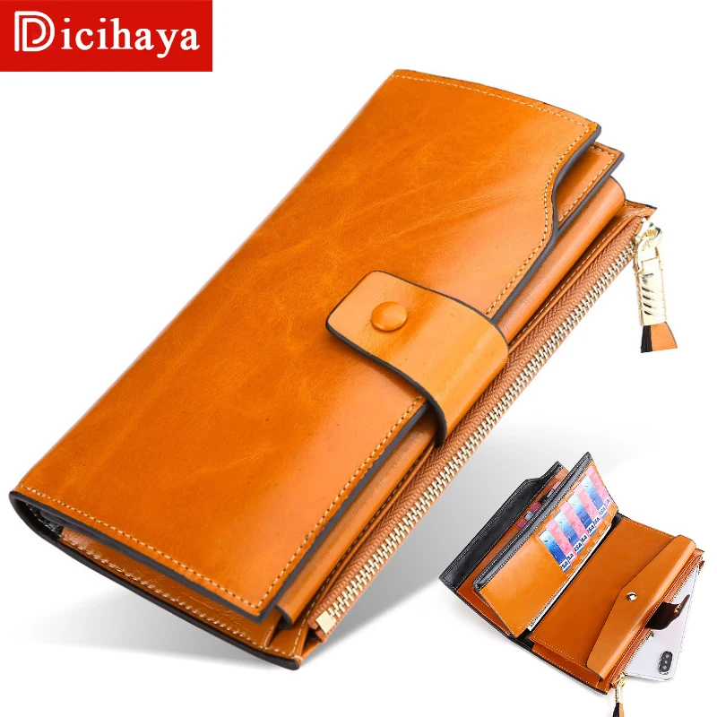 Женский ретро кошелек Dicihaya из натуральной кожи длинные женские бумажники с