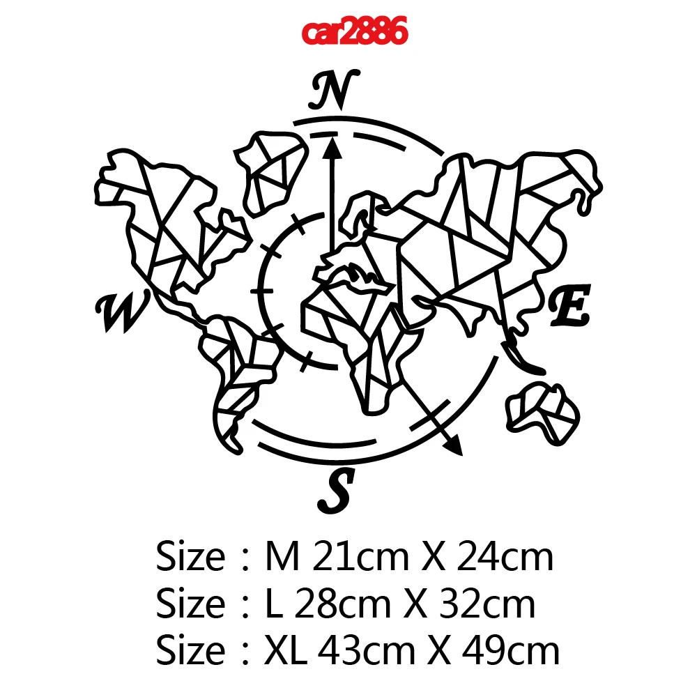 Виниловая наклейка для автомобиля на зеркало заднего вида с картой мира компасом