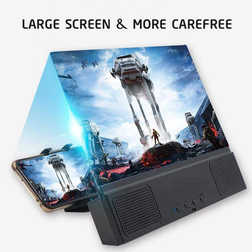12 inch 3d screen magnifier video mobile phone folding curved enlarged hd movie with speaker amplifying projector stand bracket free global shipping