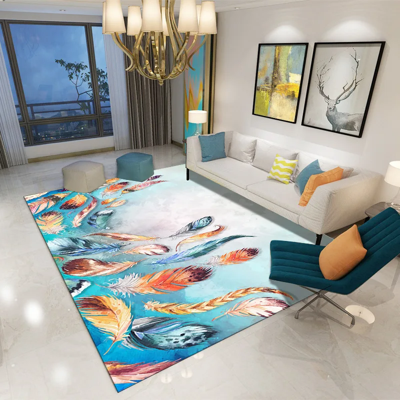 

Роскошный легкий ковер, ковер для гостиной, дивана, кофейного столика, одеяло для спальни, кабинета, одеяло с узором в виде перьев, входная дв...