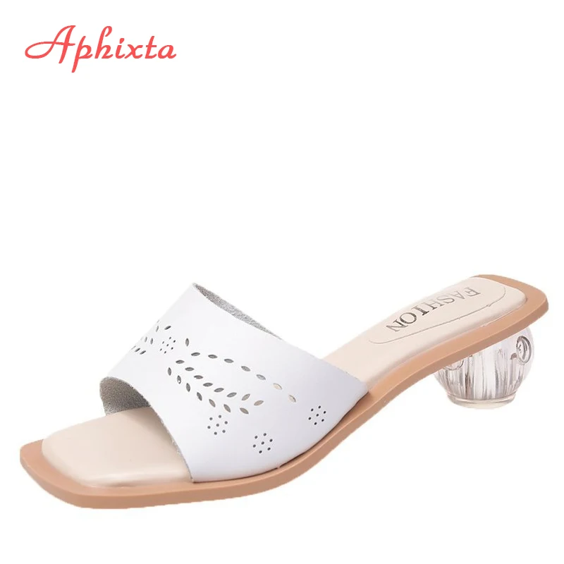 

Летние шлепанцы Aphixta 2022 см, прозрачные, с круглым каблуком