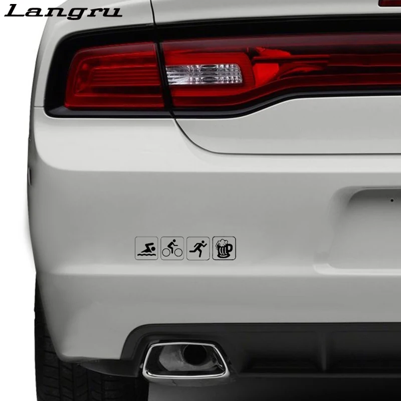 Забавная наклейка на бампер Триатлон велосипед для плавания и пиво