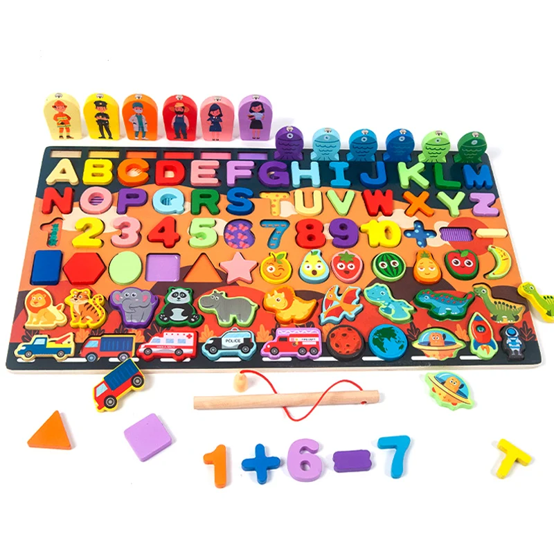 

Новые детские деревянные многофункциональные трехмерные головоломки Eleven-in-one Монтессори для раннего образования, детские развивающие игру...