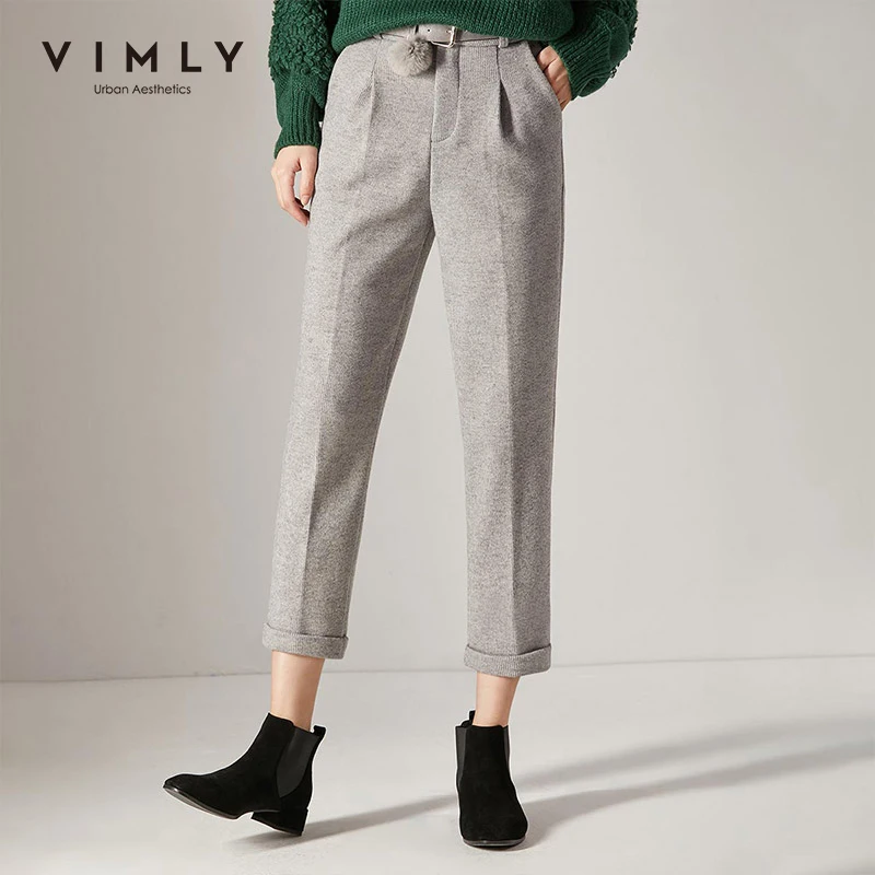 Vimly женские брюки элегантные офисные однотонные с высокой талией и карманами