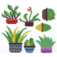 7pcs cactus diamond art painting kits stickers mini pattern painting by diamonds diy crafts rhinestone gift home wall decor