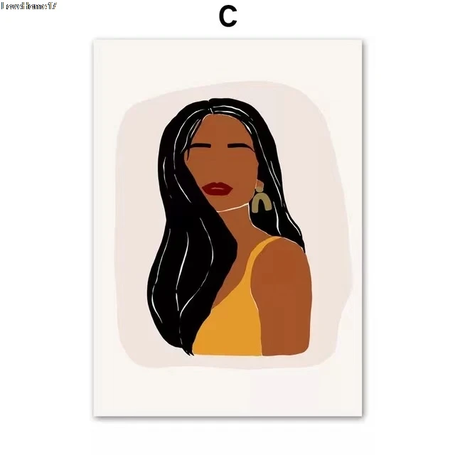 

Female Abstract Art Poster Africa Woman Photo Nordic Fashion Room Decoration Simple Frameless Canvas Oil Painting Home Decor
