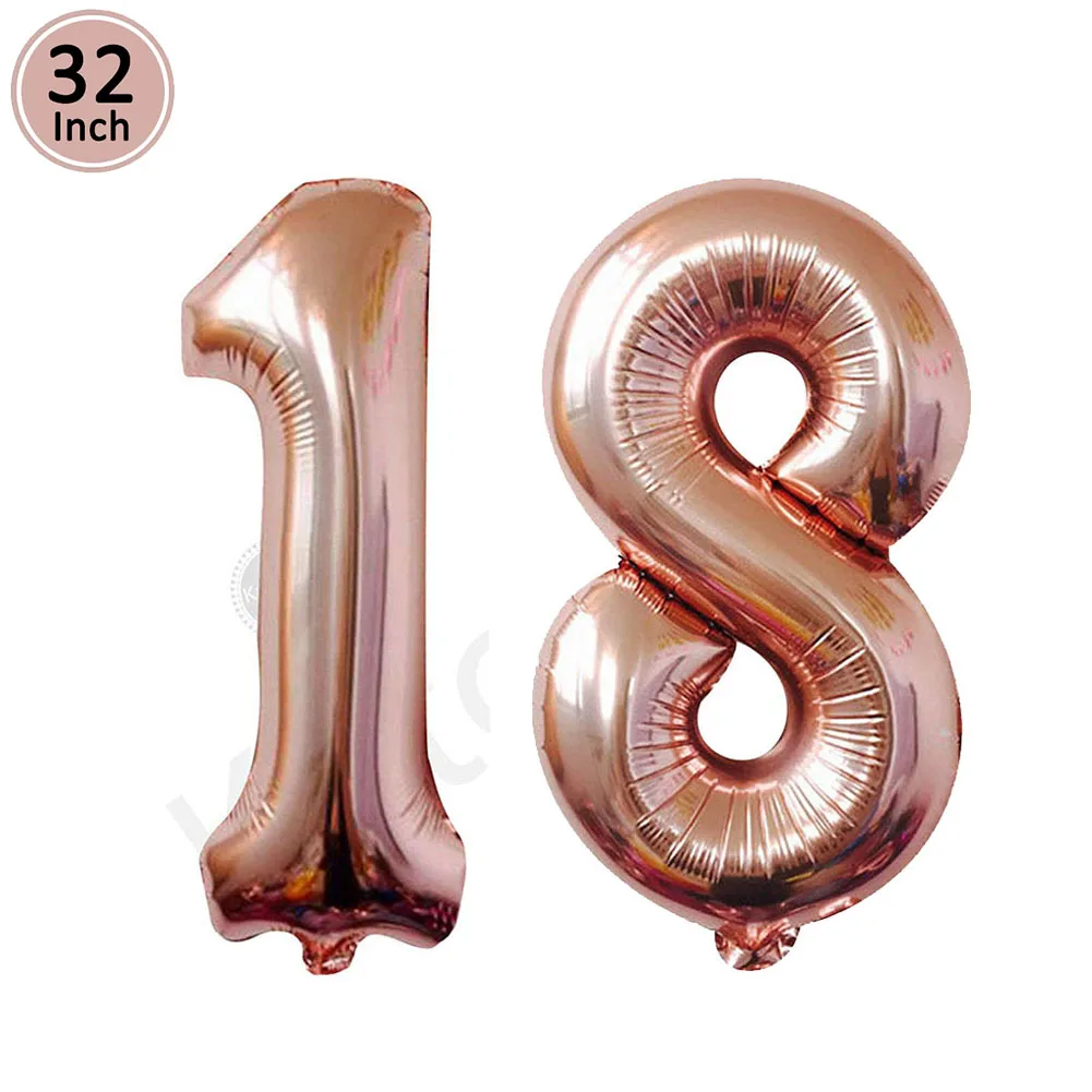Lincaier 32 дюйма 62 см с днем рождения 18 воздушные шары 18-летние вечерние украшения мужские аксессуары для девушки поставки