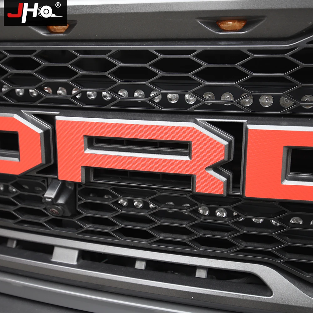 JHO Pickup Accessories Tail Hood Engine Grille Red Letters Sticker Graphics Vinyl Decal for Ford F-150 Raptor