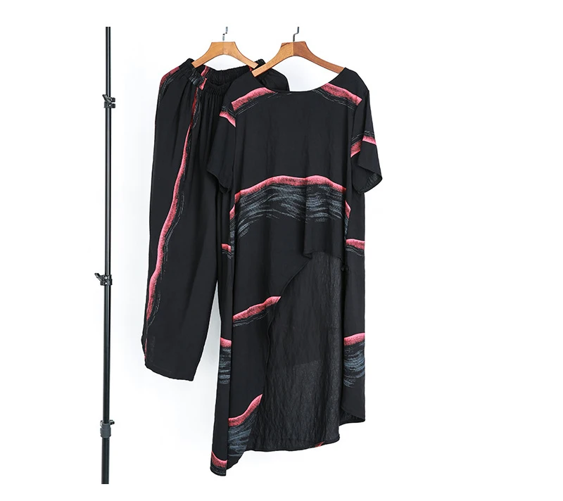 2 шт набор нерегулярные топы Длинная блузка рубашка черного цвета полосатые