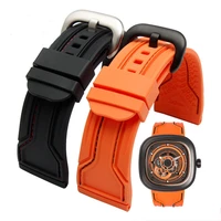 28mm waterproof silicone with pin buckle watch strap for men and women adapts to seven friday strap accessories