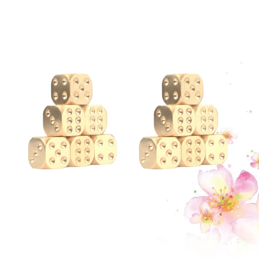 

10Pcs 13x13x13MM Brass Dices Pure Copper Metal Dices Manual Polishing Creative Mahjong Entertainment Gambling Dices