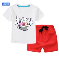kids set clothes 2021 summer new baby clothing suits children fashion boys girls cartoon t shirt sets toddler casual hip hop