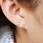 Женские серьги-гвоздики из серебра 2022 пробы с изображением сглаза